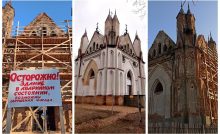 Реставрация часовни в Закозеле на разных этапах