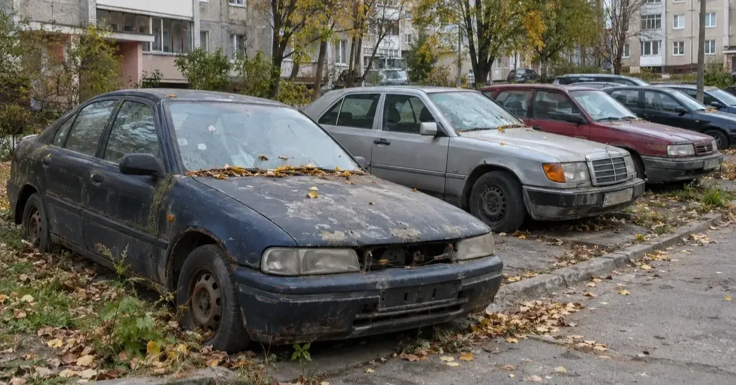 Барановичи убирают брошенные машины и прицепы