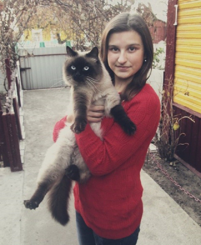 кот Мурик с хозяйкой
