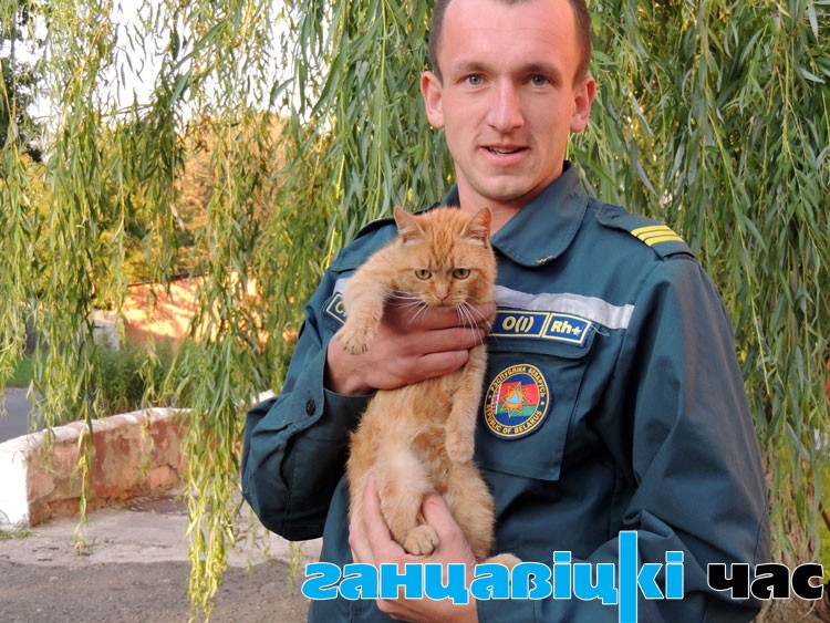 Сотрудник РОЧС Денис Ковш снял Рыжика с 10-метровой высоты